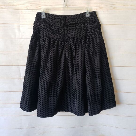 Maeve Taffeta Textured Velvet Polka Dot Skirt Black Size 10 Party Cocktail Skirt - Picture 8 of 14